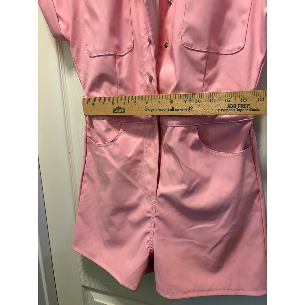 Entro Pink Faux Leather Romper Womens Small Snap Front Vegan Leather - Picture 4 of 8